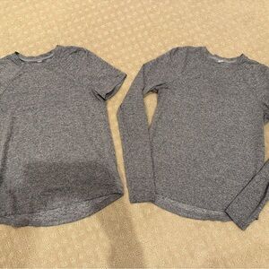 Lululemon License to Train Heather Gray Long & Short Sleeve Shirts Size 0. EUC.